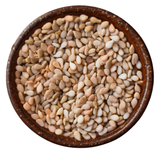 Vedafox Premium Natural Sesame in traditional wooden bowl