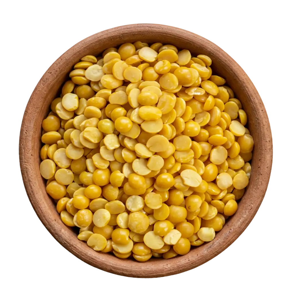 Vedafox premium whole toor (pigeon peas) in a wooden bowl, showing uniform beige-yellow grains with natural texture and unprocessed quality.