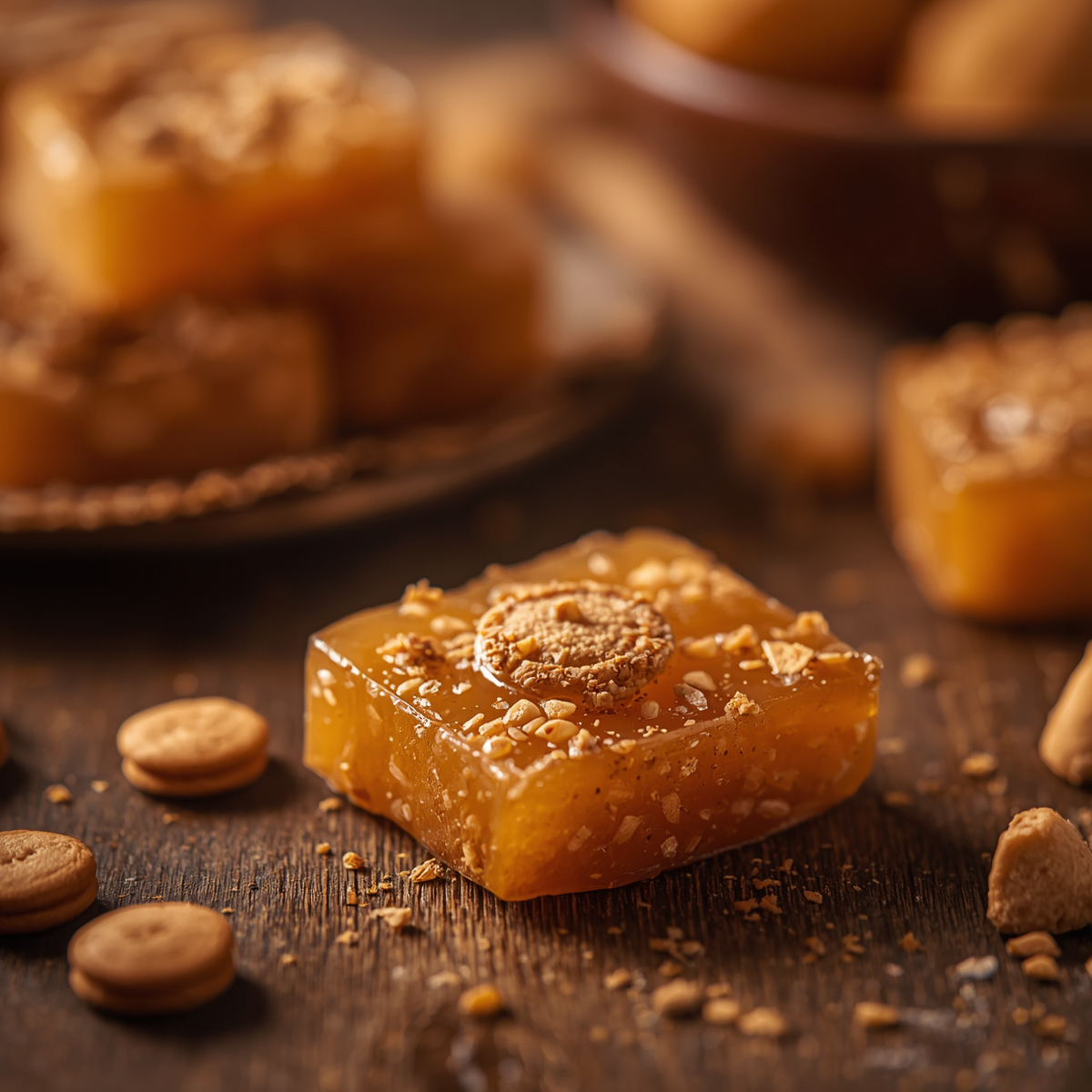 Premium organic jaggery from Vedafox Group showcasing natural sweetener applications in traditional sweets, health foods, tea, and organic cooking preparations